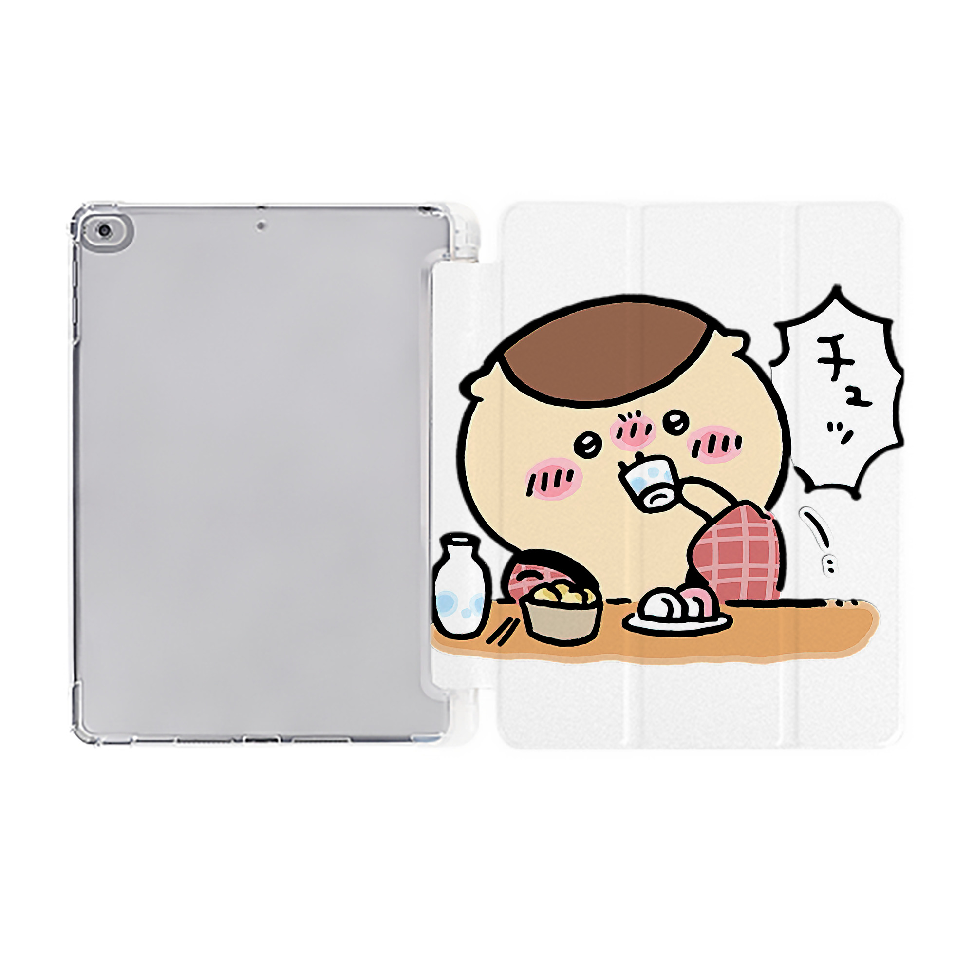 （画像用） ちいかわ くりまんじゅう Chii-kawa kuri manjū IPad ケース ペン収納付き 三つ折りスタンド PUレザー×シリコン 対応機種9.5/10.5/10.9インチ